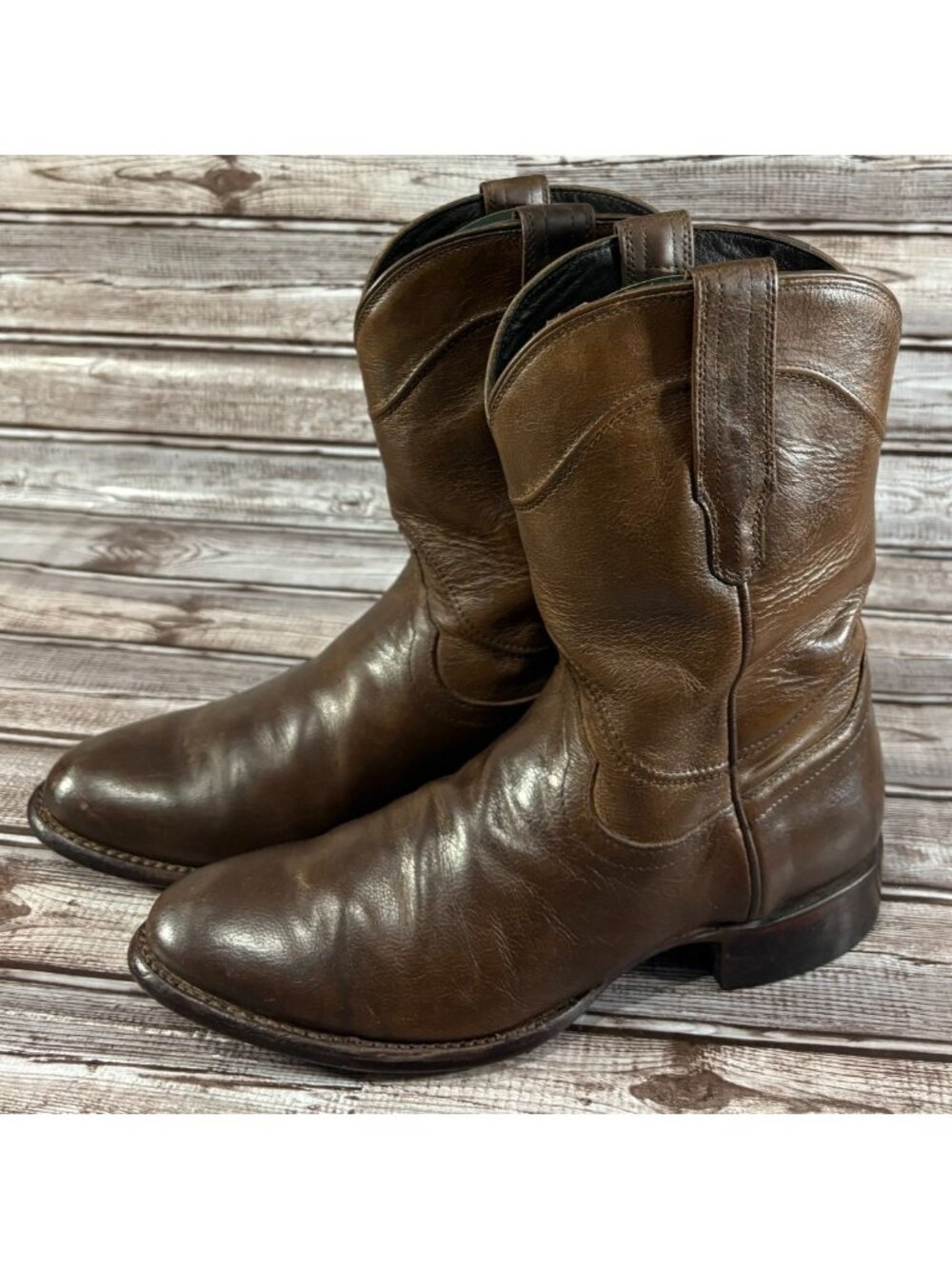 Tecovas The Earl Goat Scotch Leather Western roper Boots sz 8 D 1002 Brown
